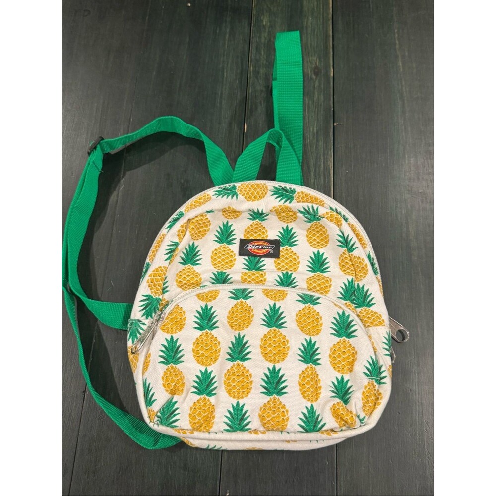 Dickies White Pineapple Print Mini Backpack with Green Straps